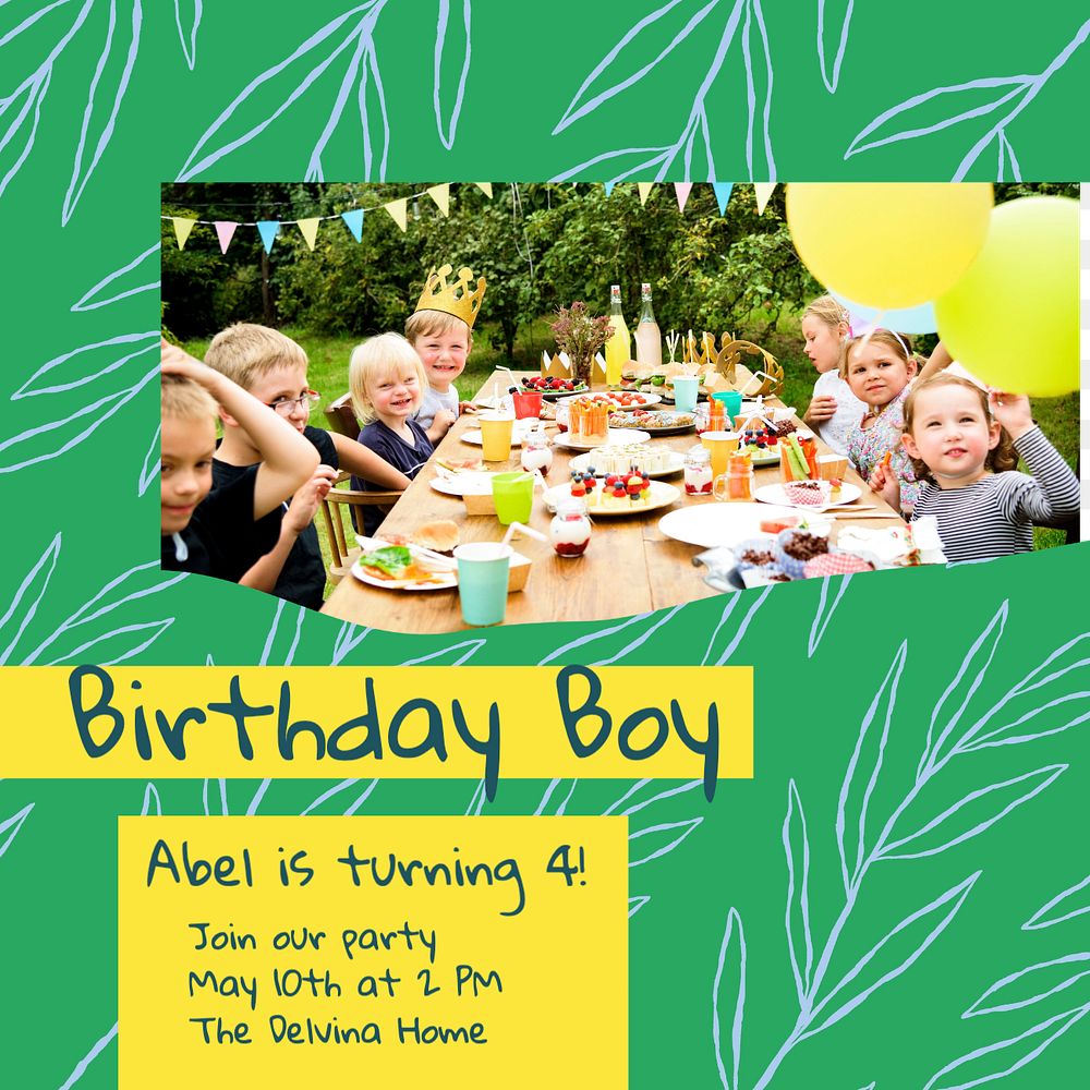 Birthday boy Instagram post template, editable text