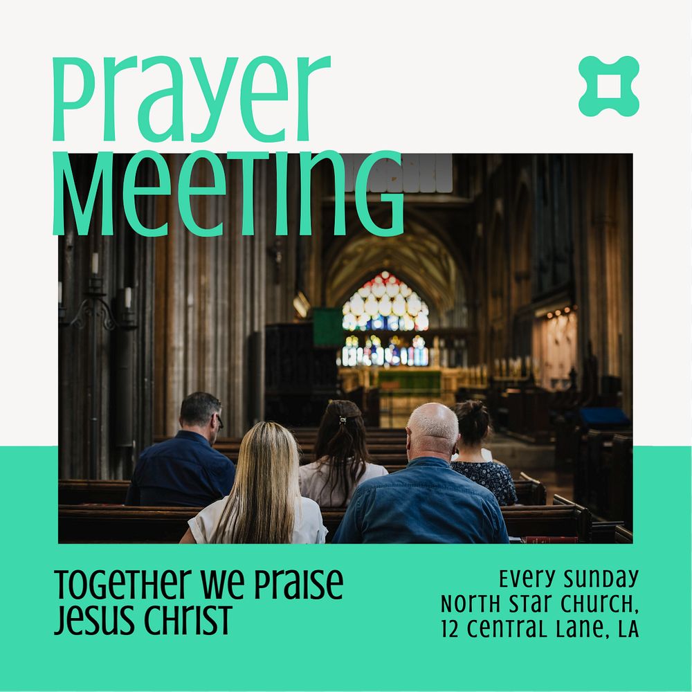 Prayer meeting Instagram post template, editable text