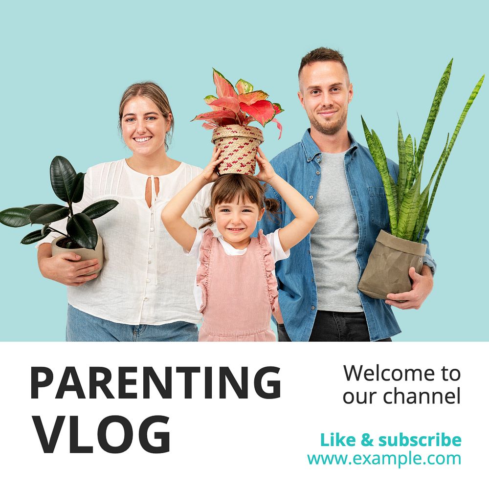 Parenting vlog Instagram post template, editable text