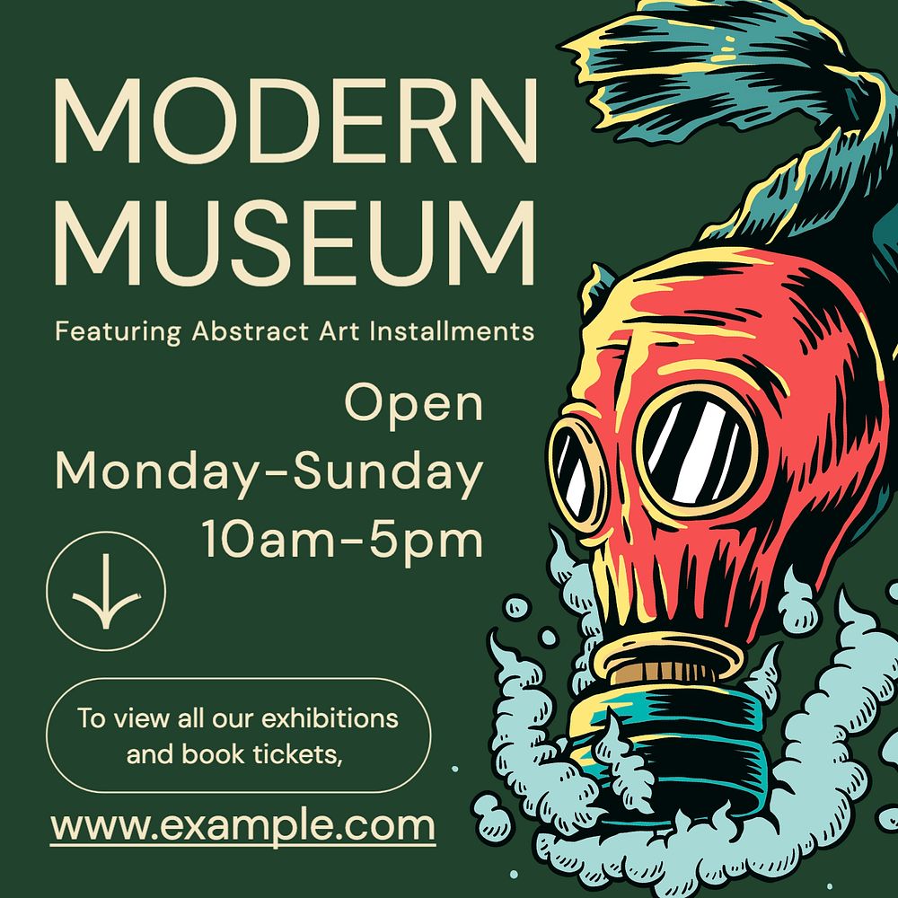 Modern museum Instagram post template, editable text