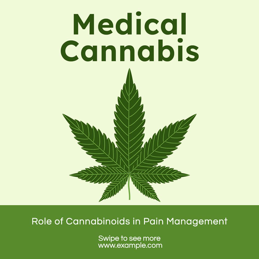 Medical cannabis Instagram post template, editable text