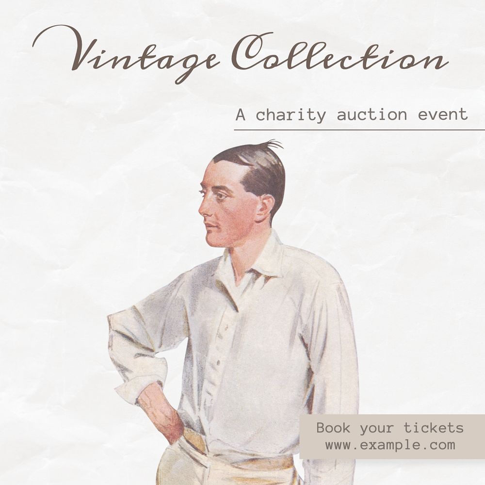 Vintage collection Instagram post template, editable text