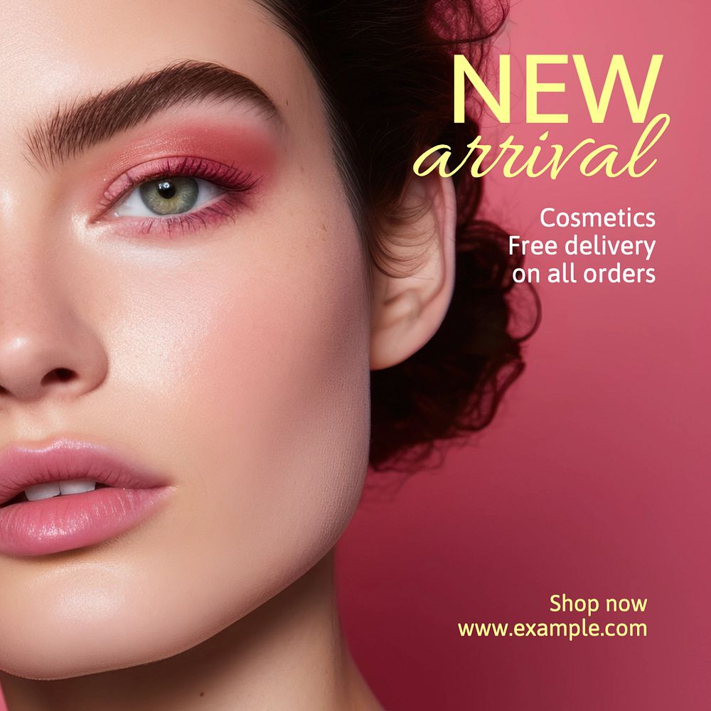 New arrival cosmetics Instagram post template, editable text