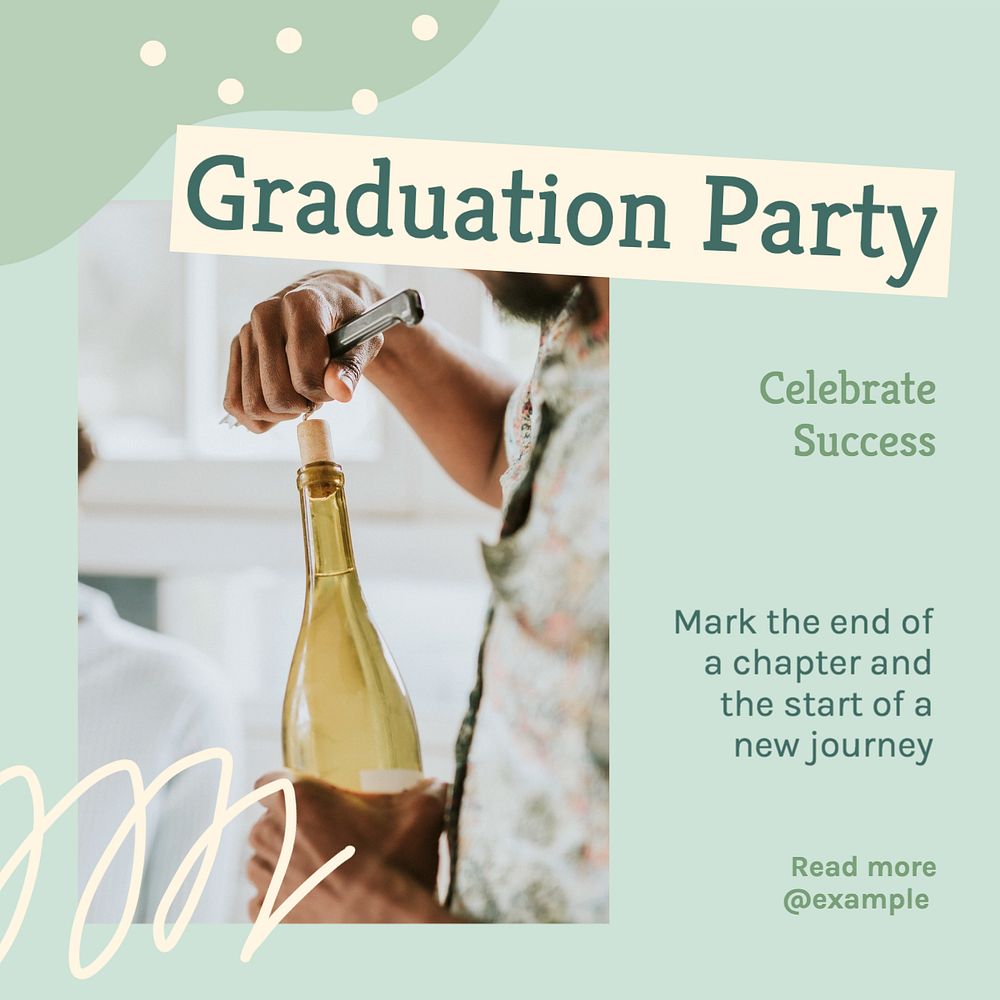 Graduation Instagram post template, editable text