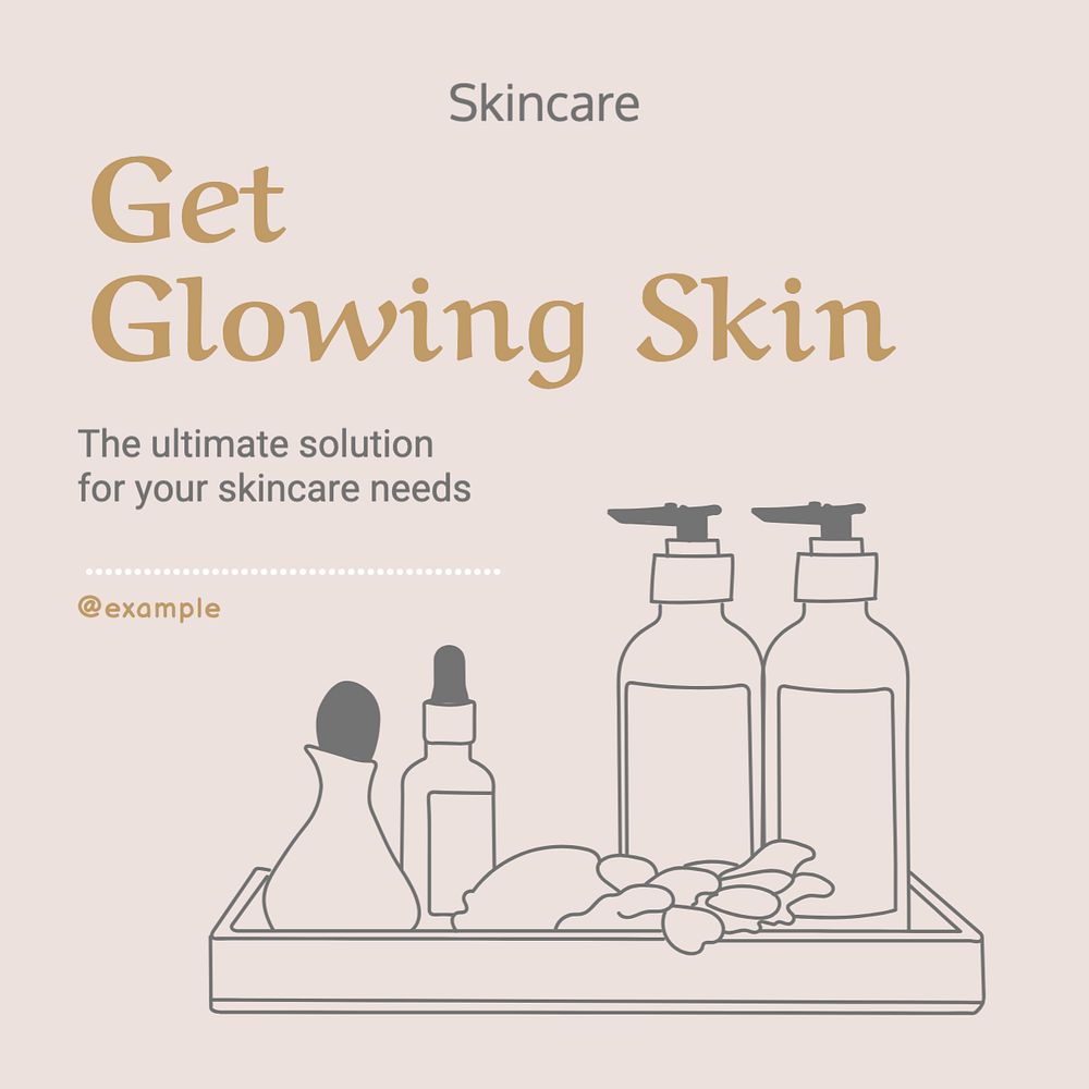 Skincare Instagram post template, editable text