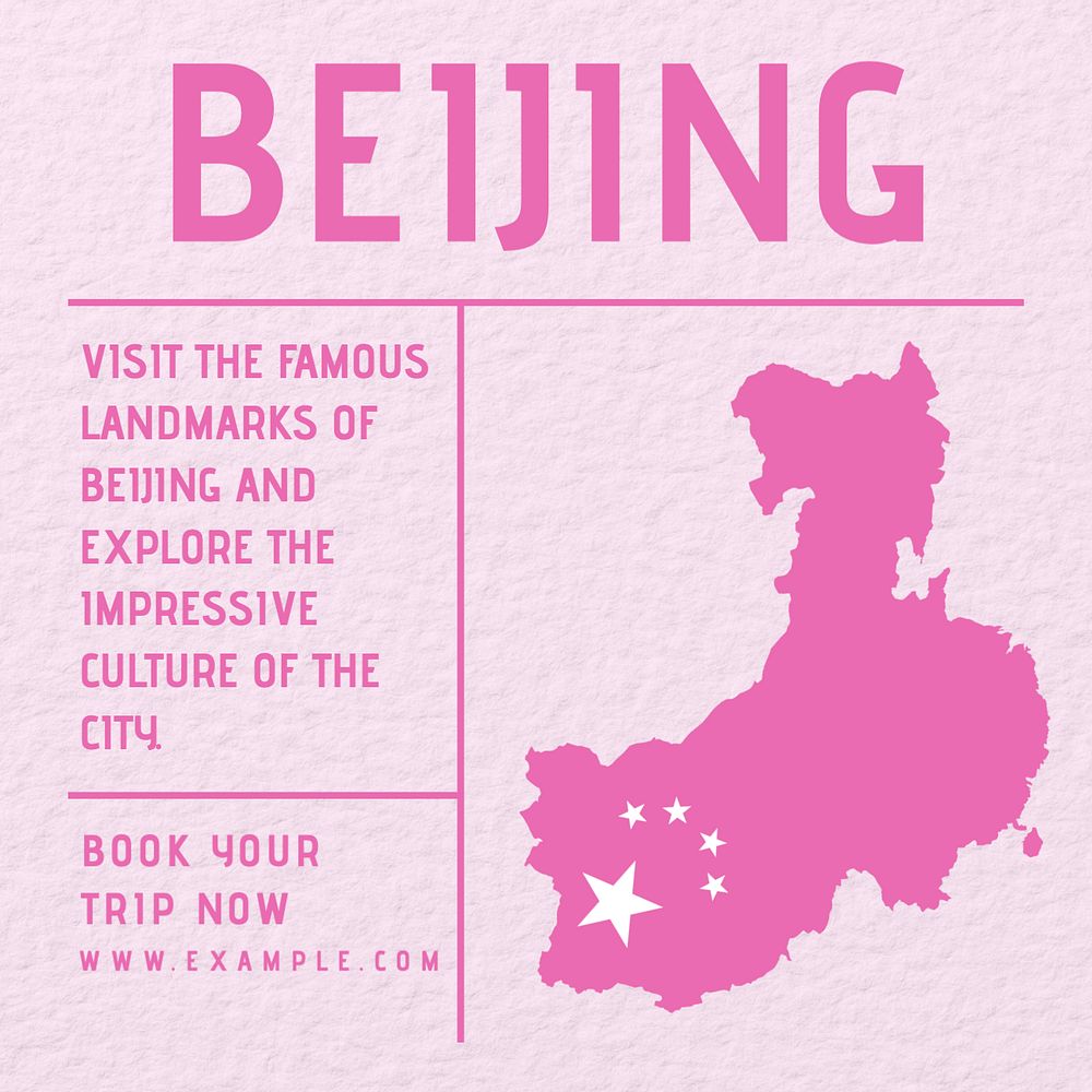 Beijing travel Instagram post template, editable design