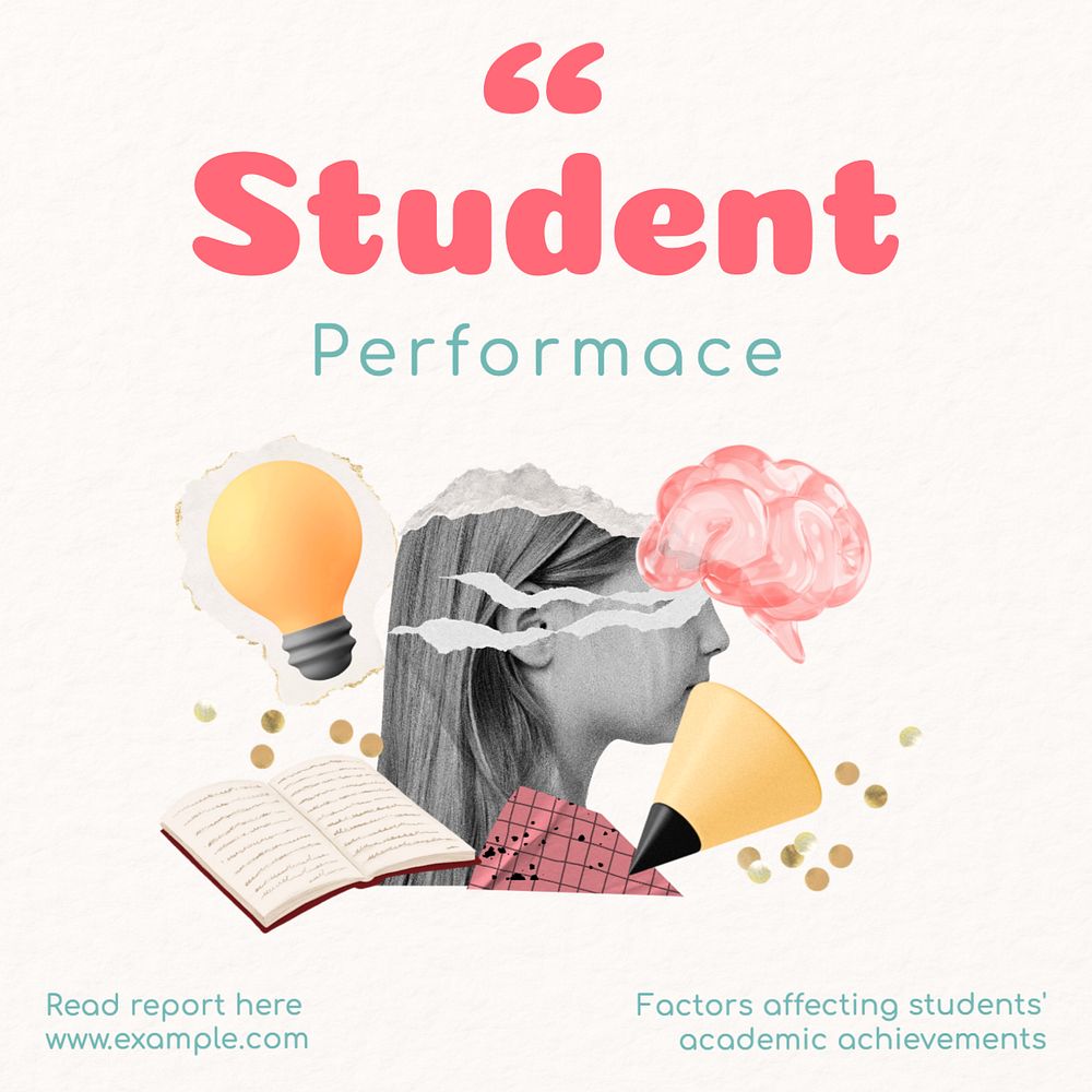 Student performance Instagram post template, editable text