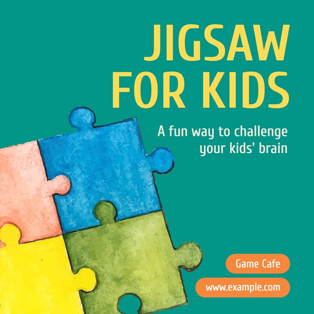 Jigsaw for kids Instagram post template, editable text