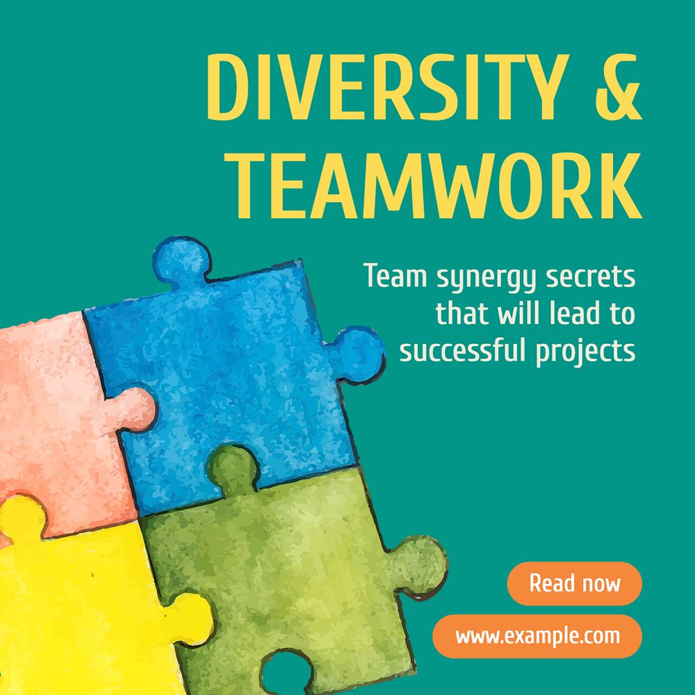 Diversity work teamwork Instagram post template, editable text