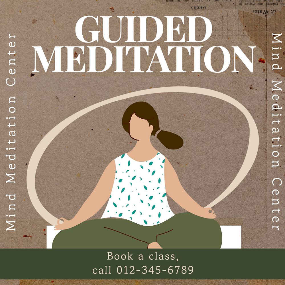 Guided meditation  Instagram post template, editable text