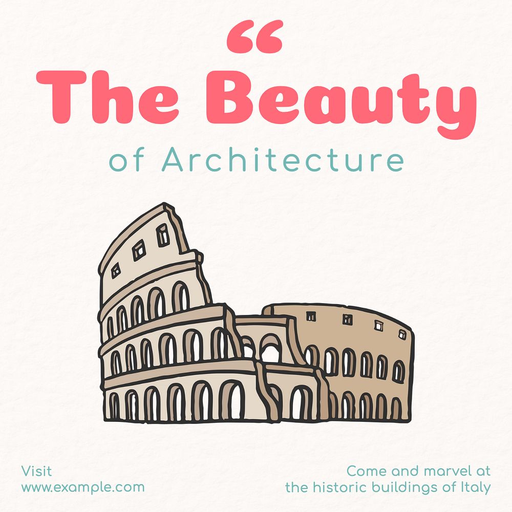 Italian architecture Instagram post template, editable text