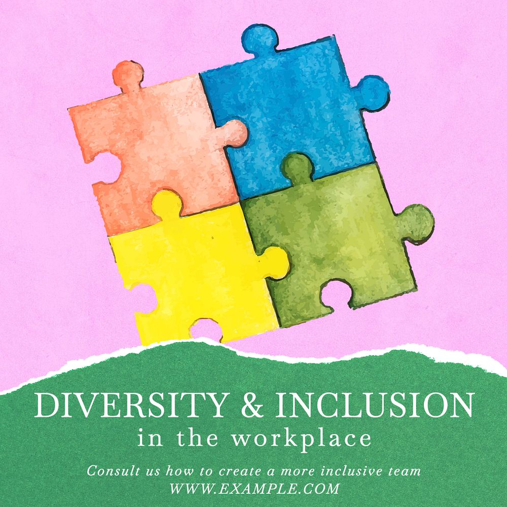 Diversity workplace inclusion work Instagram post template, editable text