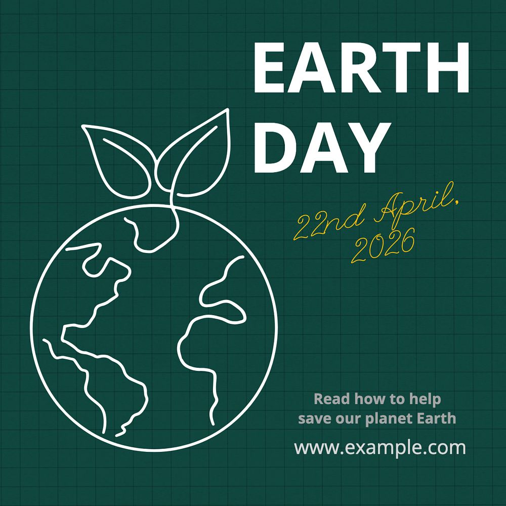 Earth day Instagram post template, editable text