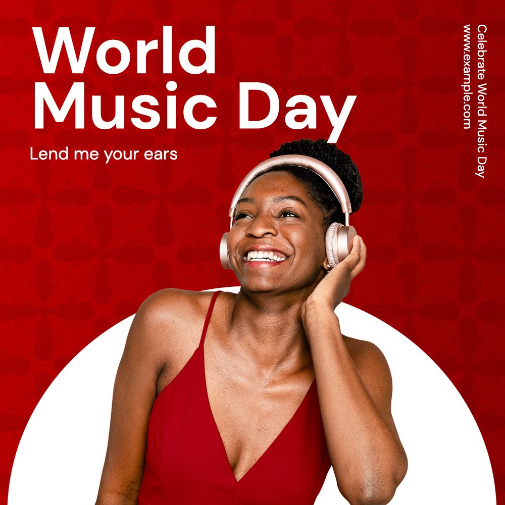 World music day  Instagram post template, editable text