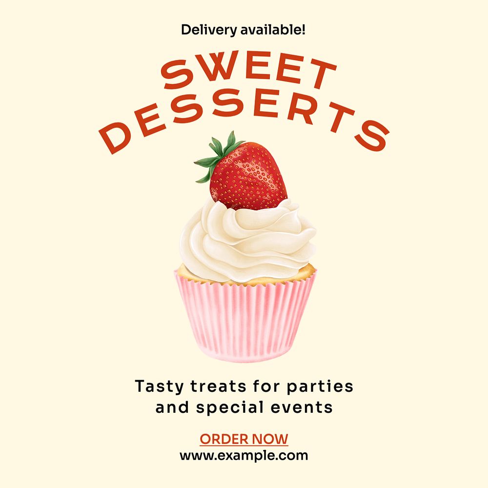 Sweet desserts  Instagram post template, editable text