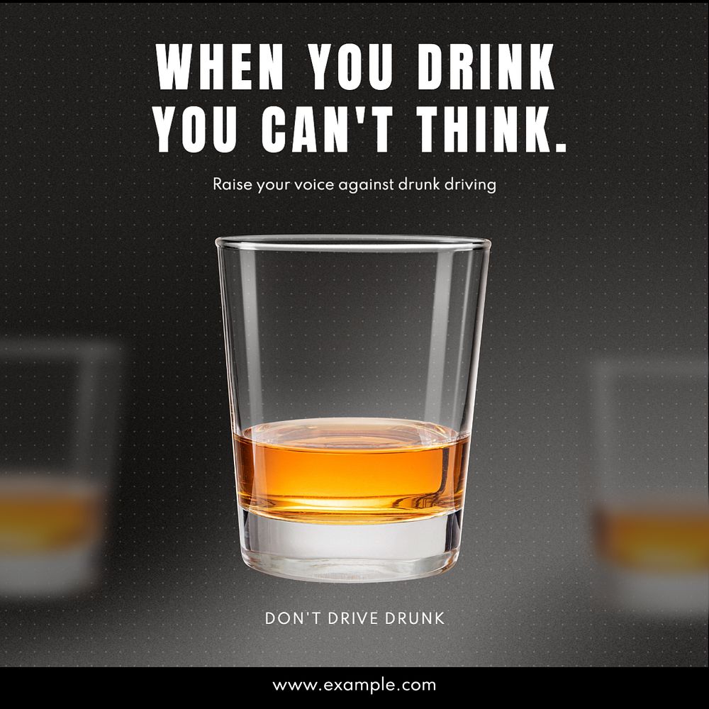 Drink and drive  Instagram post template, editable text