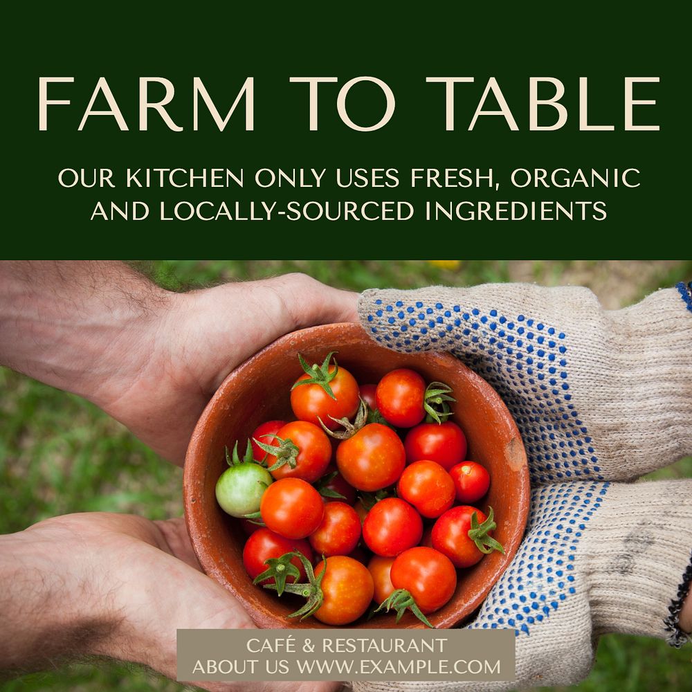 Farm to table Instagram post template, editable text