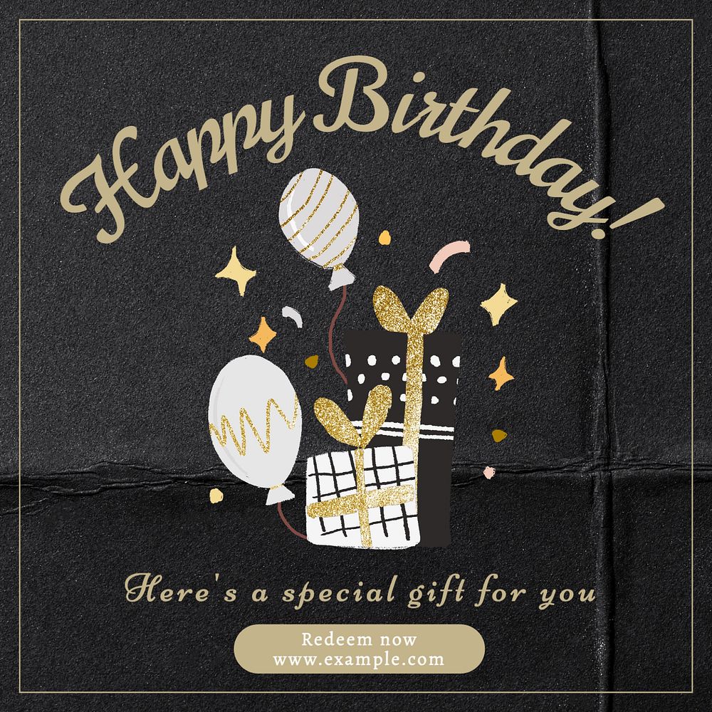 Happy birthday  Instagram post template, editable text