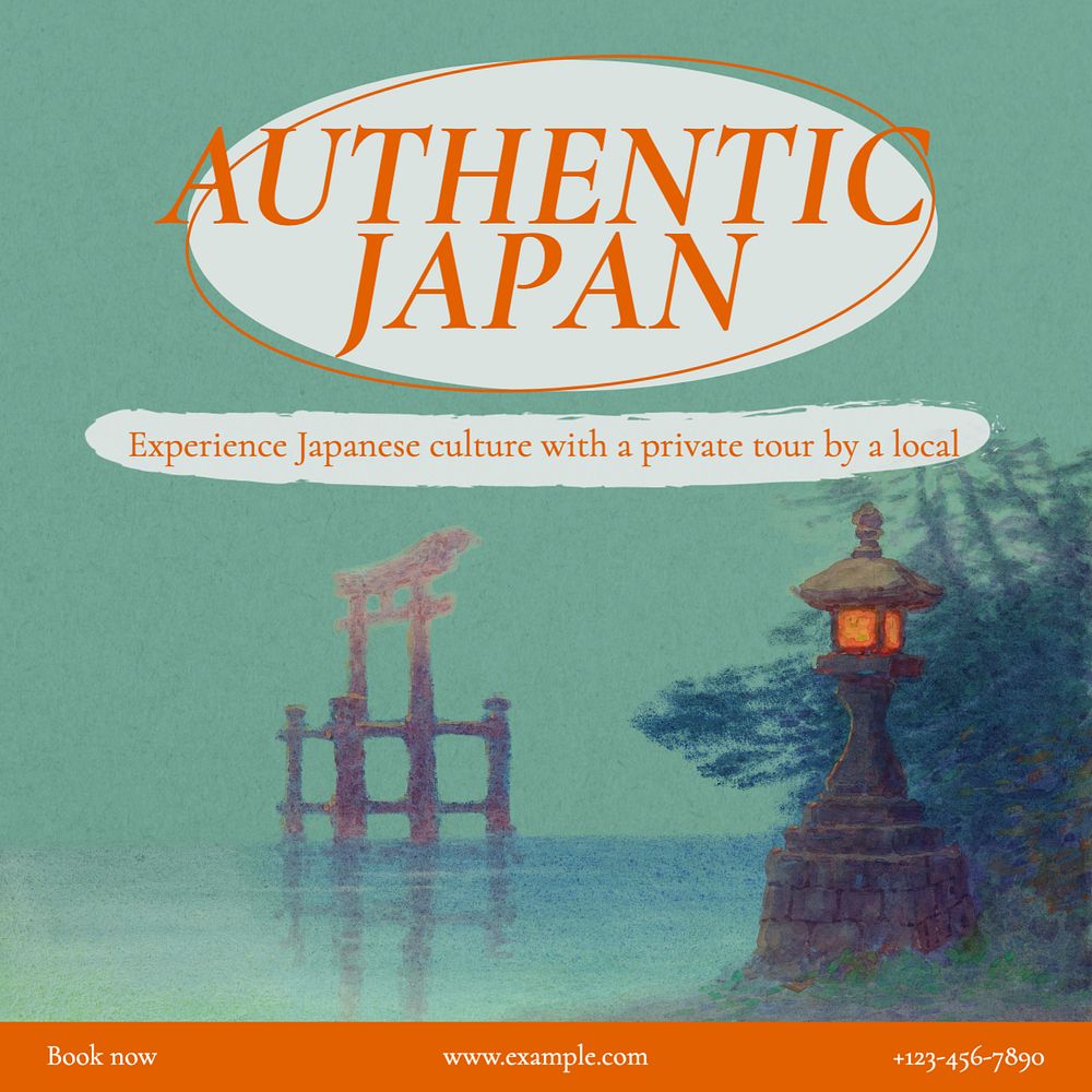 Authentic Japan Instagram post template, editable text