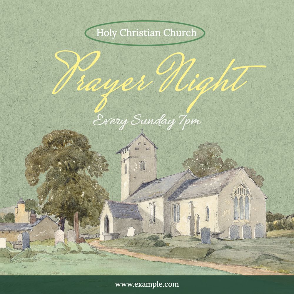 Prayer night Instagram post template, editable text