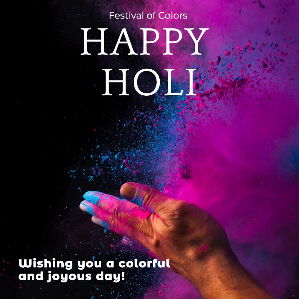 Happy holi Instagram post template, editable text