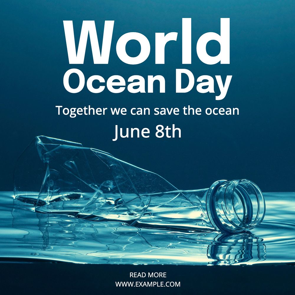 World ocean day Instagram post template, editable text