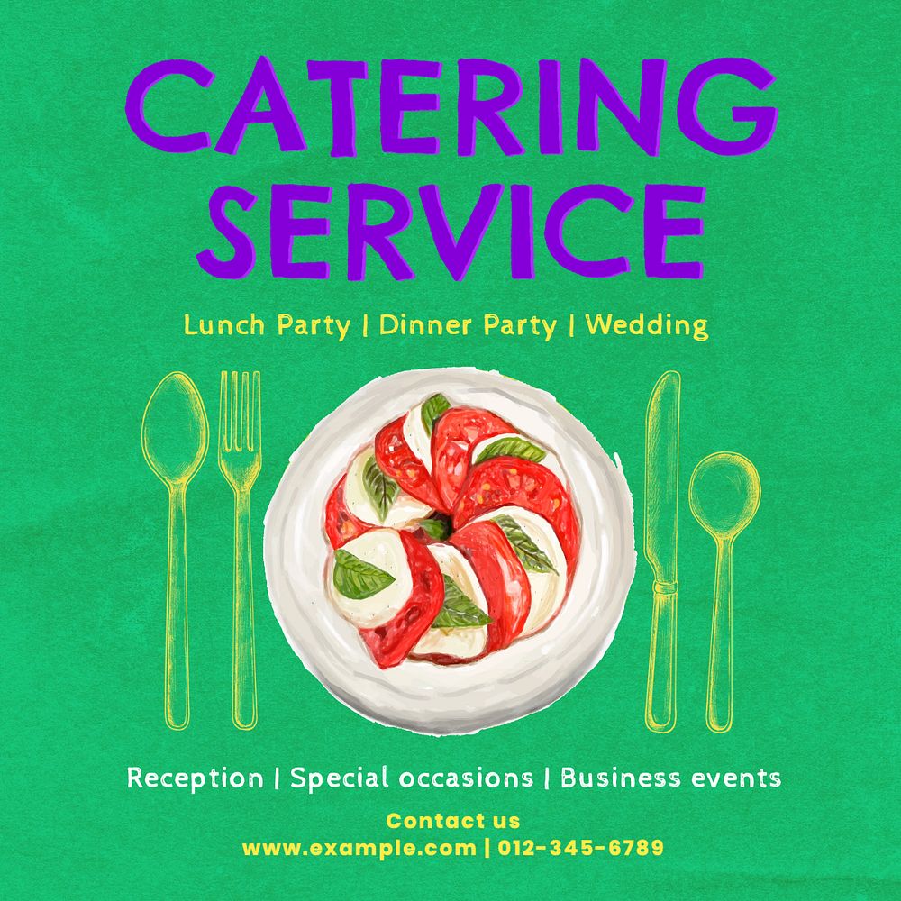 Catering service  Instagram post template, editable text