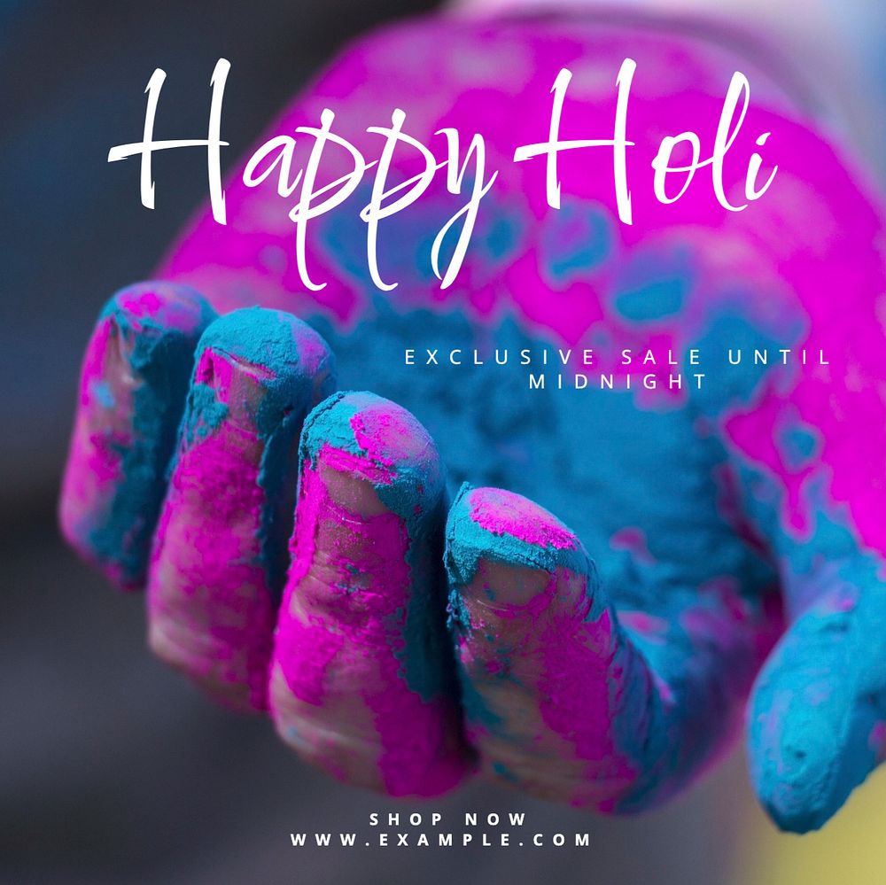 Happy holi sale Instagram post template, editable text