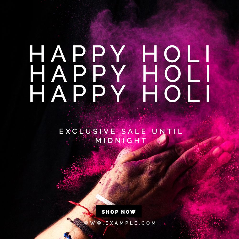 Happy holi sale Instagram post template, editable text