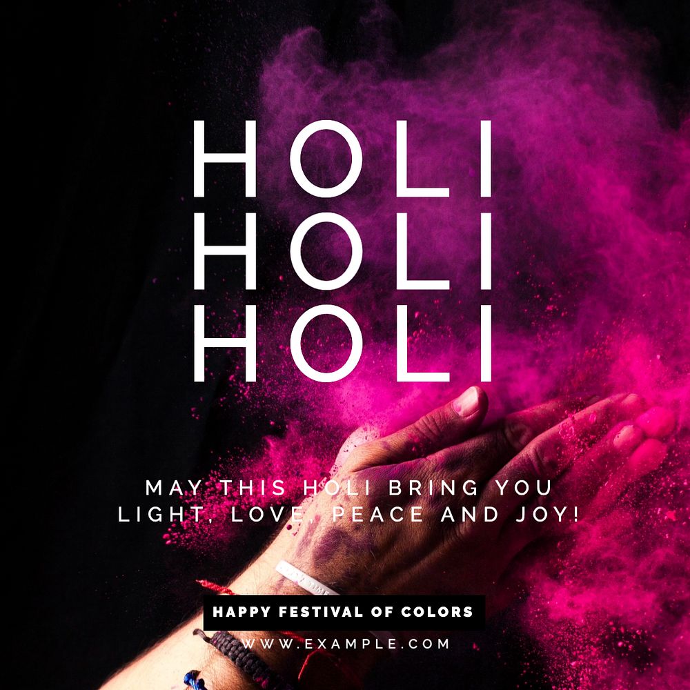 Holi festival Instagram post template, editable text