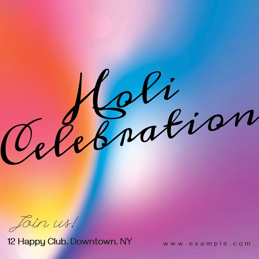 Holi celebration Instagram post template, editable text