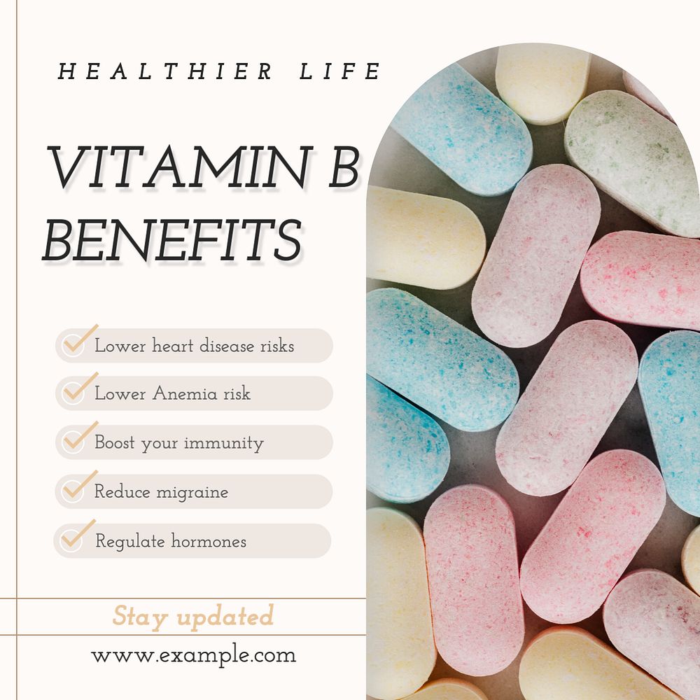 Vitamin benefits Instagram post template, editable text