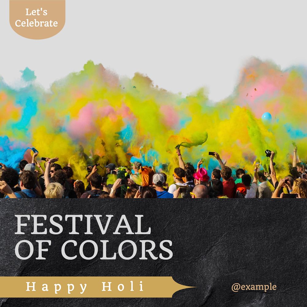 Holi festival Instagram post template, editable design