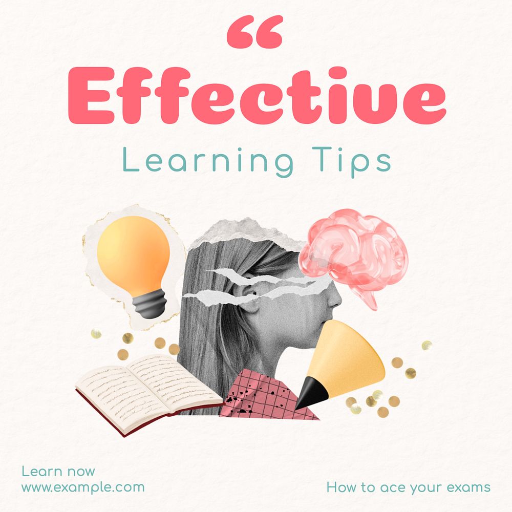 Learning tips Instagram post template, editable text