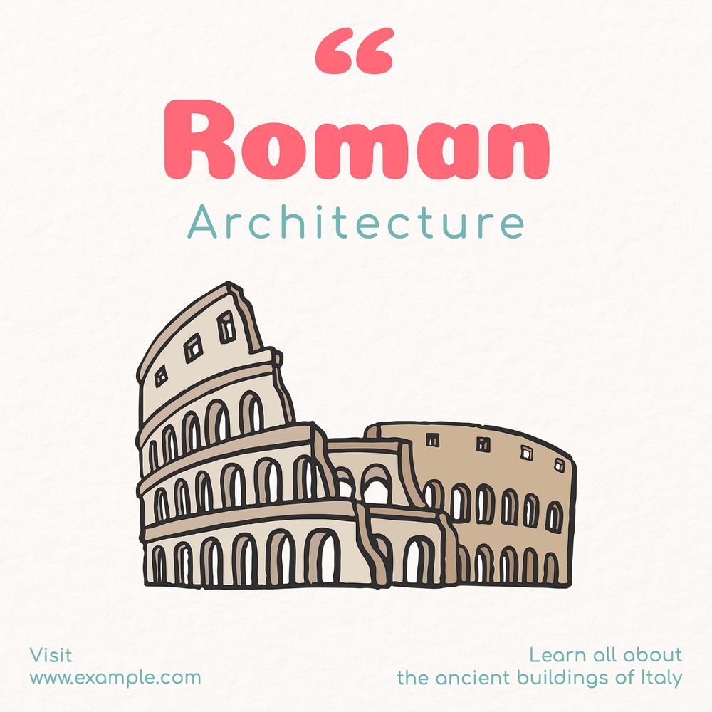 Roman architecture Instagram post template, editable text