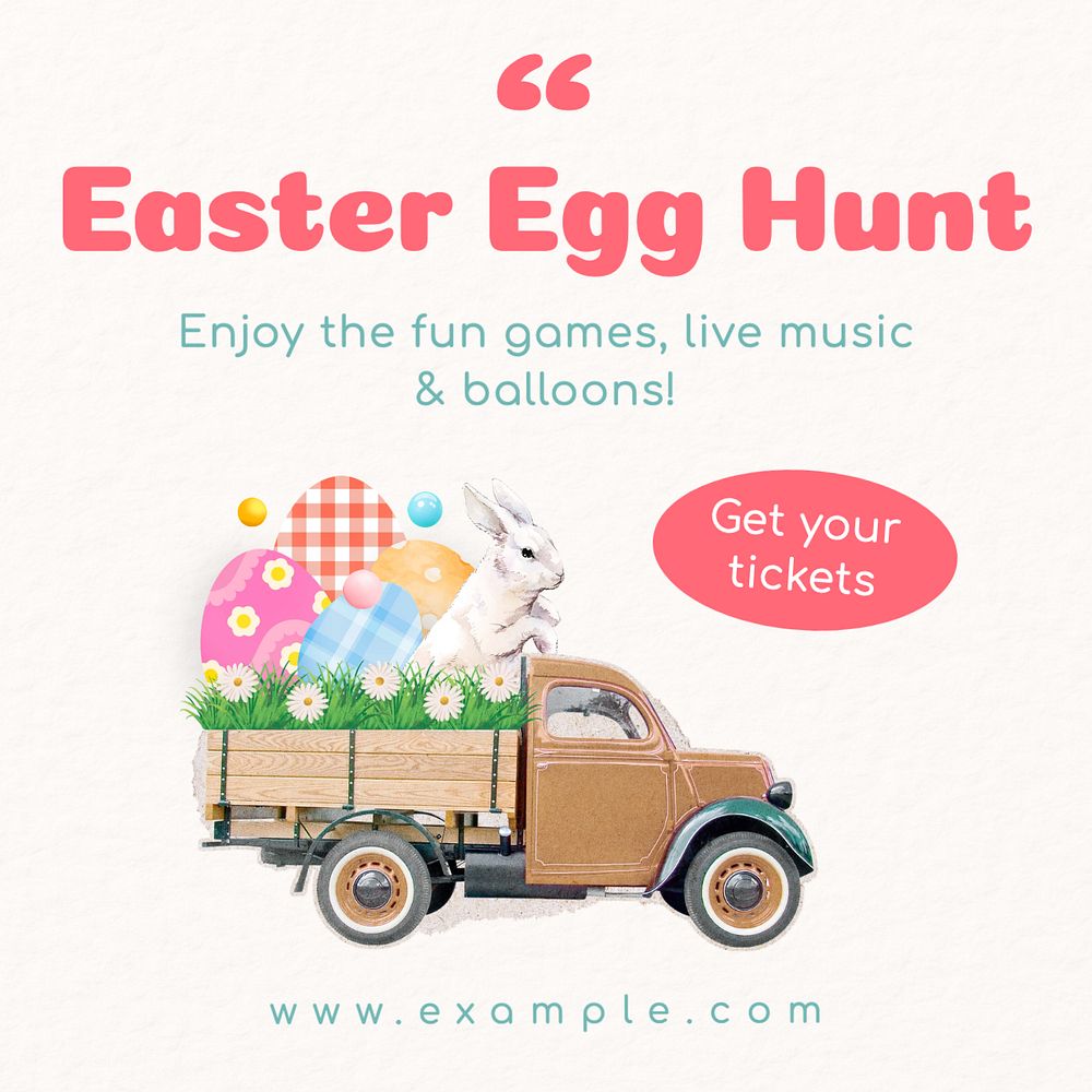 Easter egg hunt Instagram post template, editable text