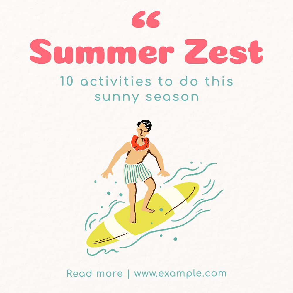 Zest for life Instagram post template, editable text