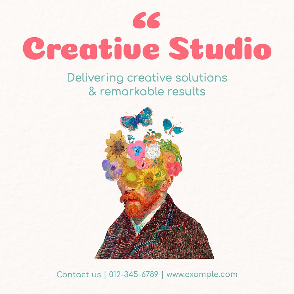 Creative agency studio Instagram post template, editable text