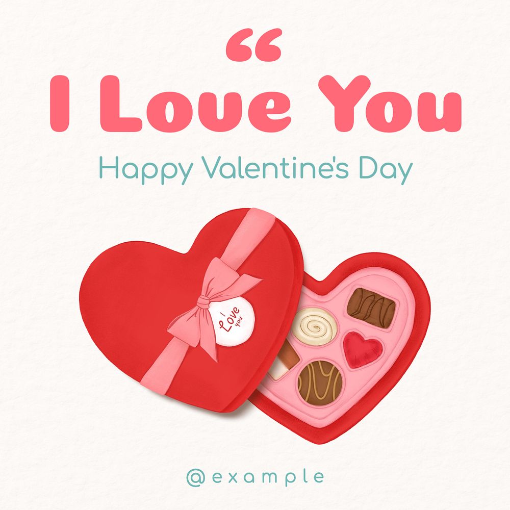 I love you Instagram post template, editable text