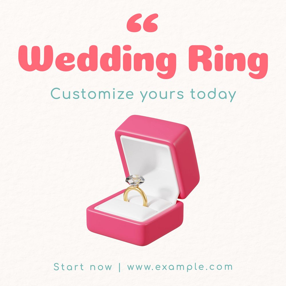 Wedding ring Instagram post template, editable text