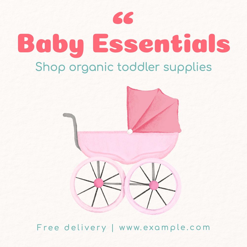 Baby essentials Instagram post template, editable text