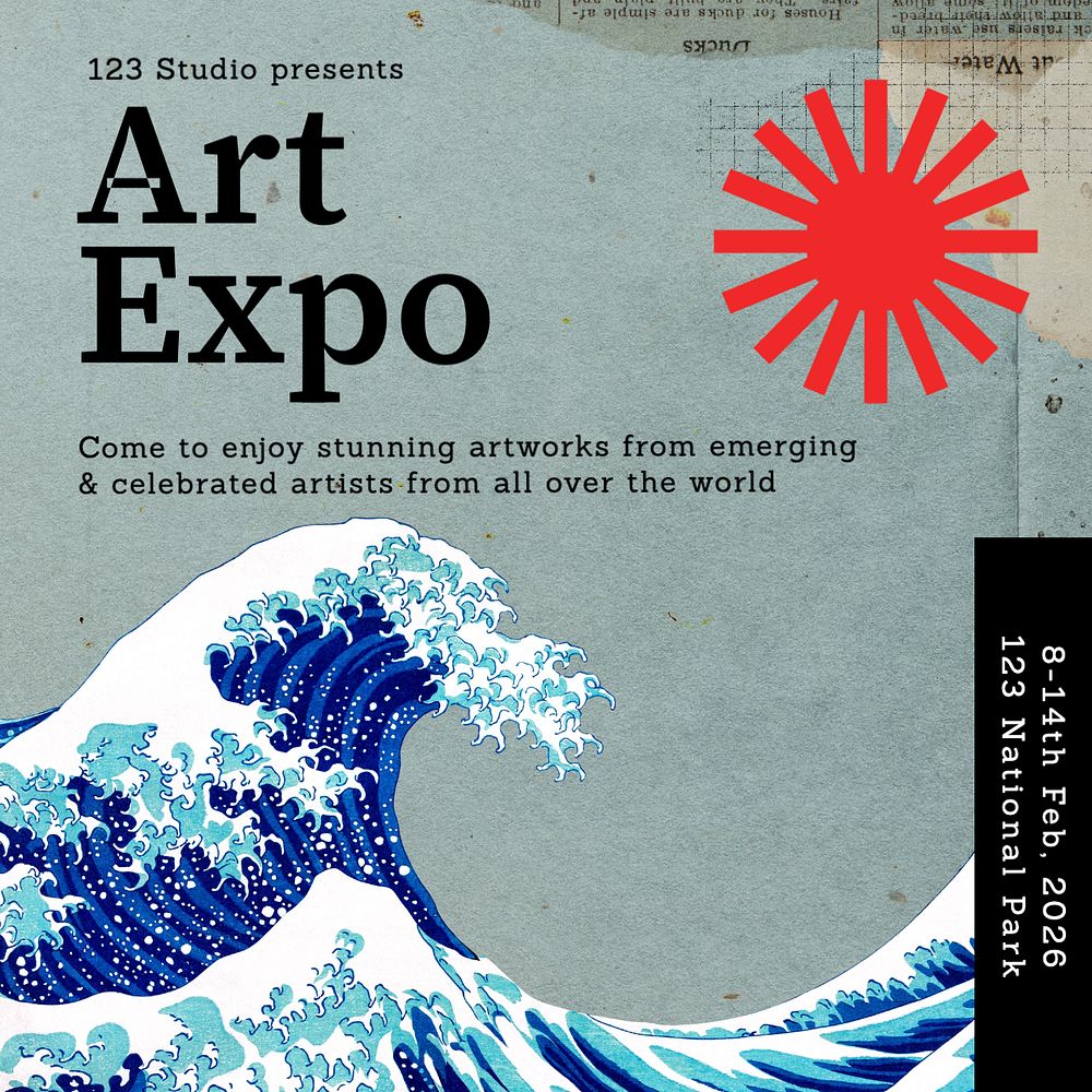 Art expo Instagram post template, editable text