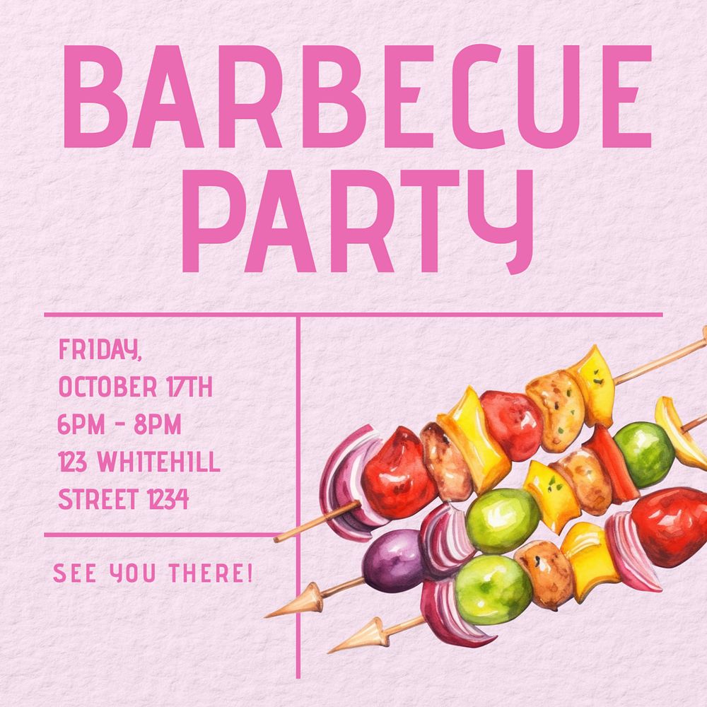 Barbeque party Instagram post template, editable design