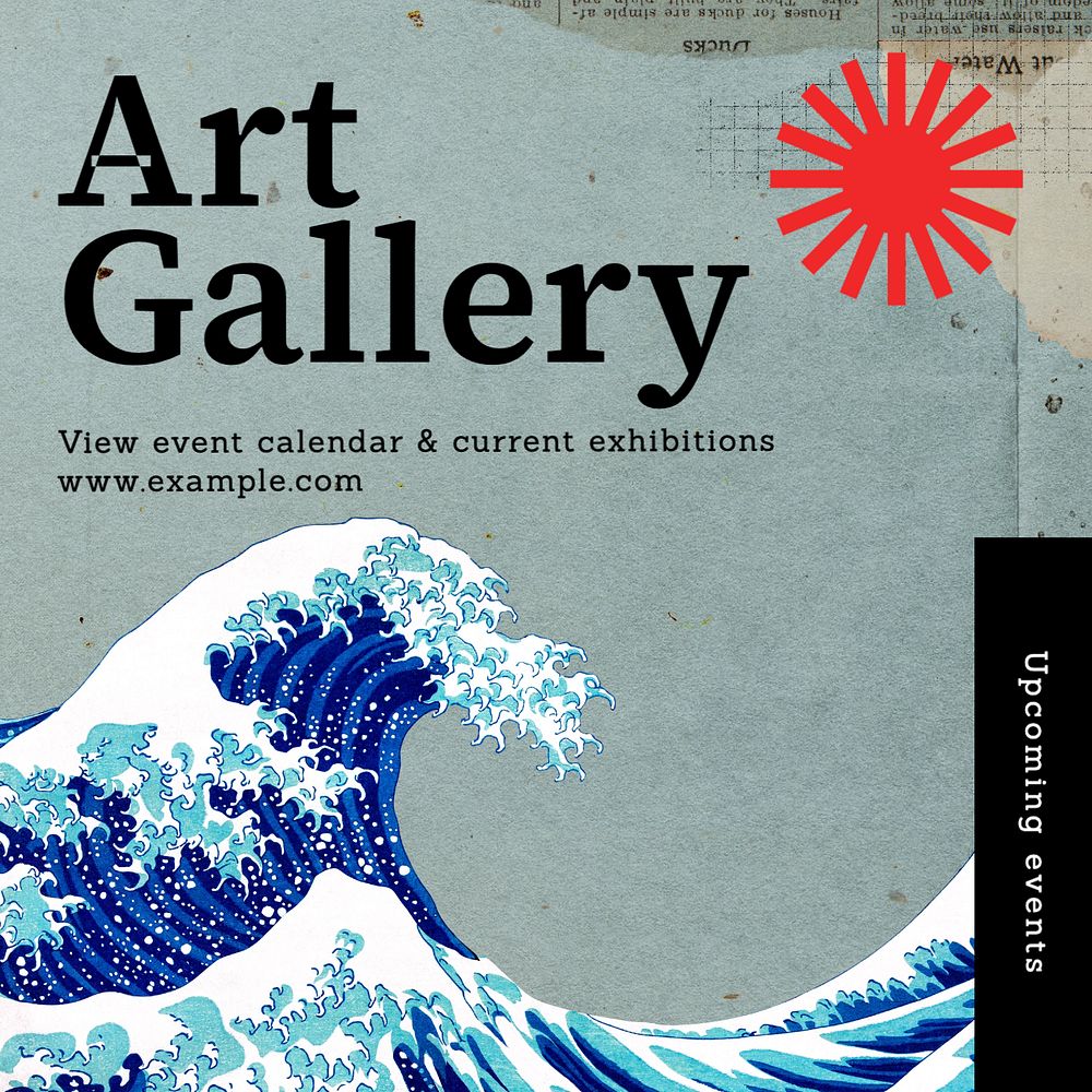 Art gallery events Instagram post template, editable text