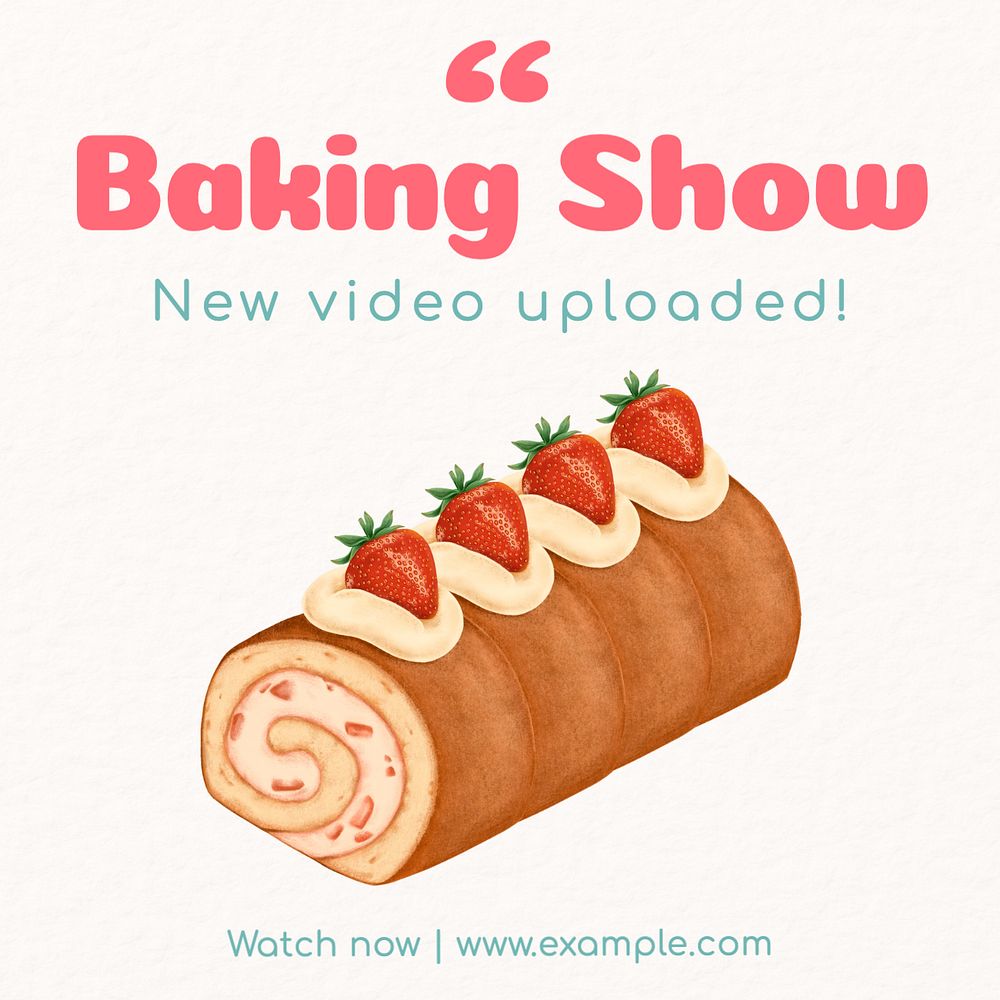 Baking show Instagram post template, editable text