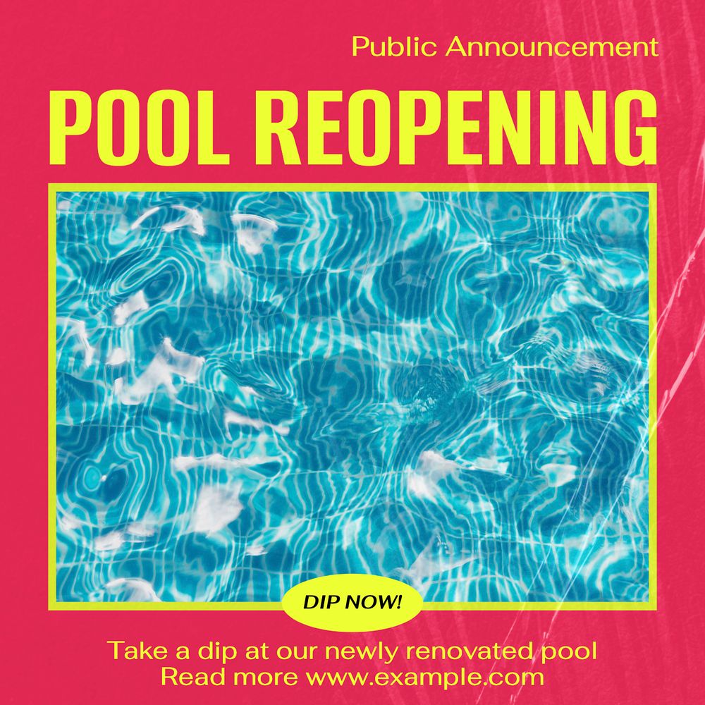 Public pool Instagram post template, editable design