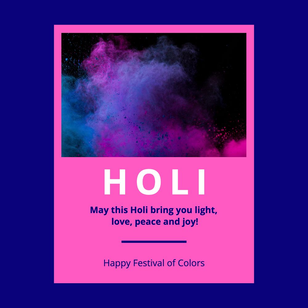 Holi festival Instagram post template, editable text