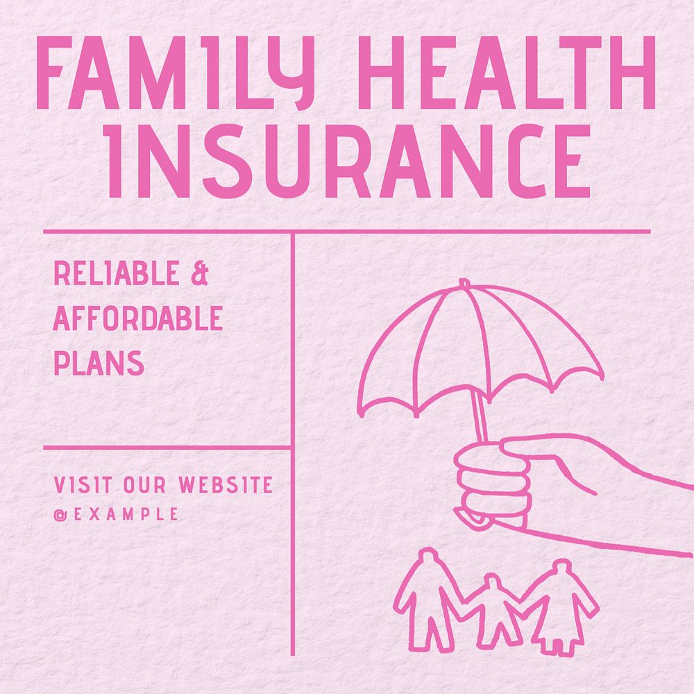 Family health insurance Instagram post template, editable design