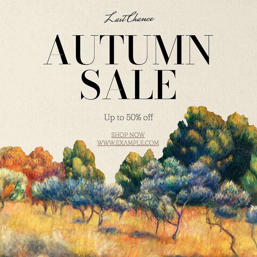 Autumn sale Instagram post template, editable text