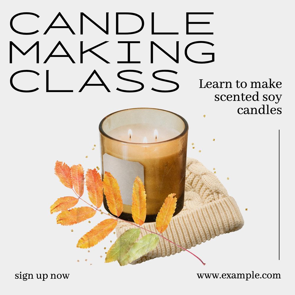 Candle making class Instagram post template, editable text